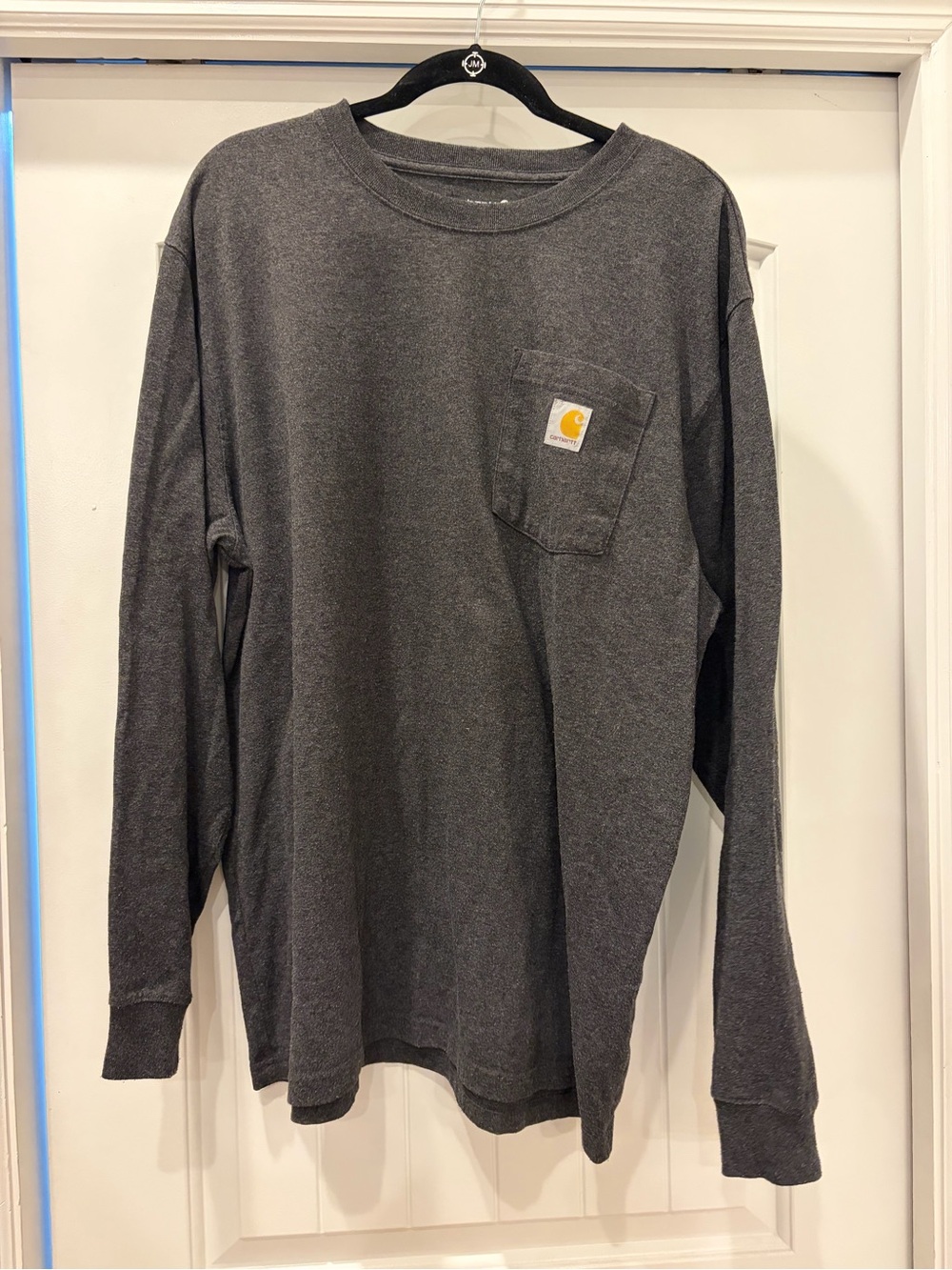 Carhartt Long Sleeve Pocket Tee — Charcoal with Yellow Logo